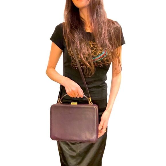 Gucci rare box purple leather bag with strap - Picture 14 of 15